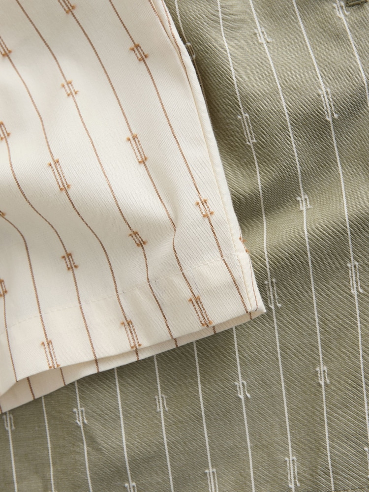 Green/Ecru Woven Stripe Pyjama Shorts 2 Pack - Image 17 of 17