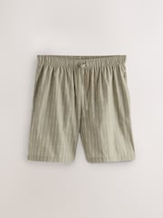 Green/Ecru Woven Stripe Pyjama Shorts 2 Pack - Image 2 of 17
