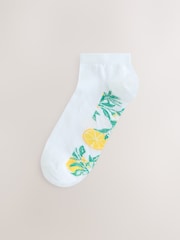 White/Blue Lemons Footbed Trainer Socks 4 Pack - Image 4 of 7