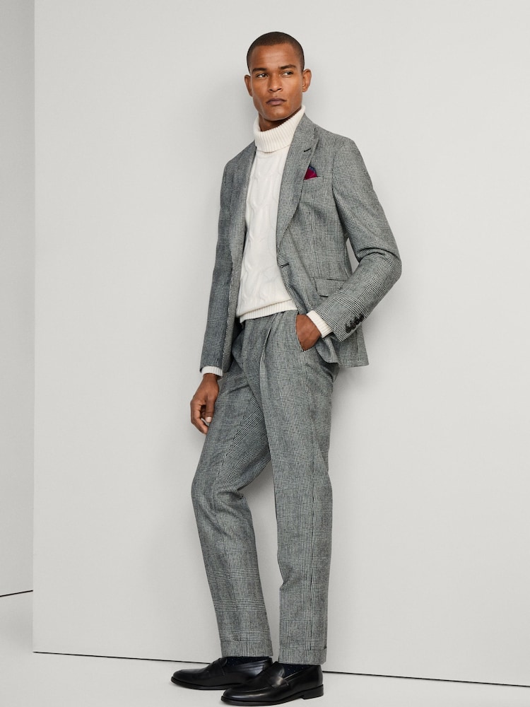 Hack Glen Check Peak Lapel Black Jacket - Image 1 of 7 Hack Glen Check Peak Lapel Black Jacket - Image 1 of 7