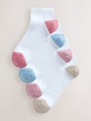 Pastel Heel and Toe Detail White Trainer Socks 4 Pack - Image 1 of 7