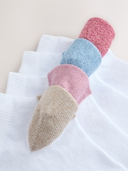 Pastel Heel and Toe Detail White Trainer Socks 4 Pack - Image 6 of 7