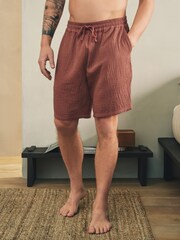 Navy/ Grey/ Rust - מארז של 3 זוגות מכנסיים קצרים מבד גאזה - תמונה 12 מתוך 14