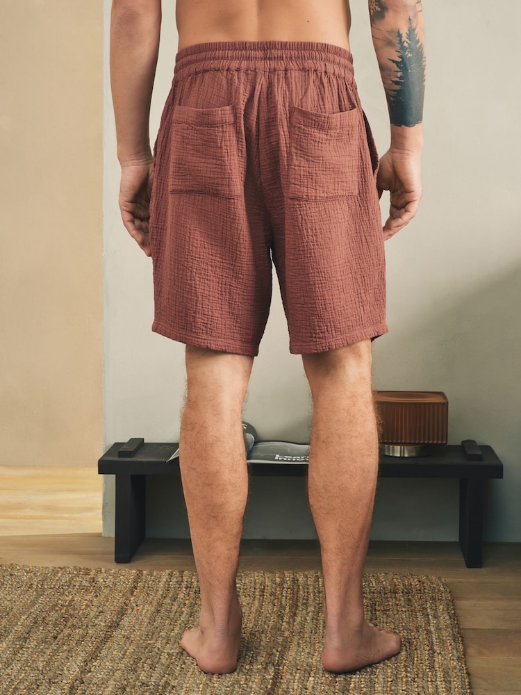 Navy/ Grey/ Rust - מארז של 3 זוגות מכנסיים קצרים מבד גאזה - תמונה 14 מתוך 14