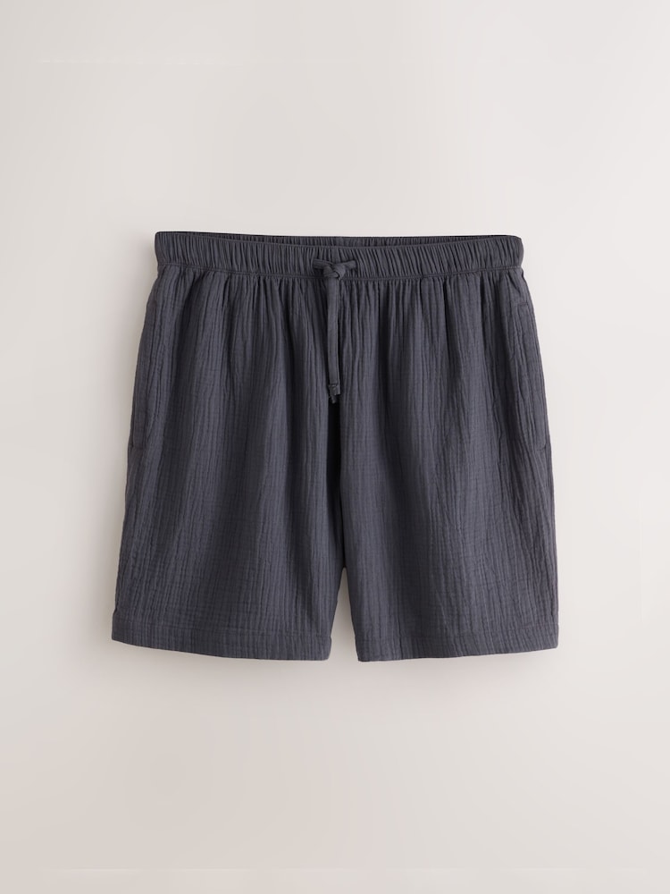 Navy/ Grey/ Rust - מארז של 3 זוגות מכנסיים קצרים מבד גאזה - תמונה 2 מתוך 14