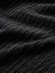 The Set Black Textured V-Neck T-Shirt and Trousers Coord Set - Image 5 of 5