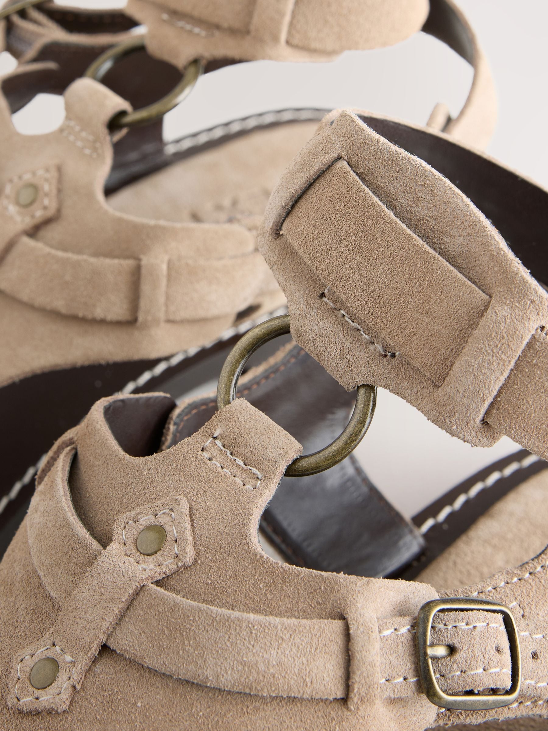 Buy Neutral Suede Gladiator Toe Thong Sandals from Next USA