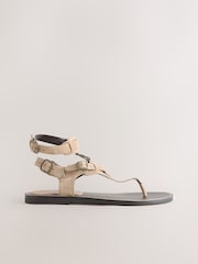 Neutral Suede Gladiator Toe Thong Sandals - Image 2 of 5