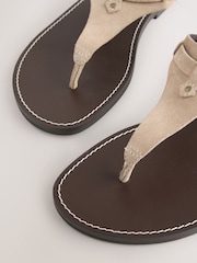 Neutral Suede Gladiator Toe Thong Sandals - Image 4 of 5