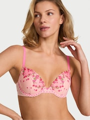 Victoria's Secret Hearts and Roses Pink Push Up Embroidered Bra - Image 1 of 3