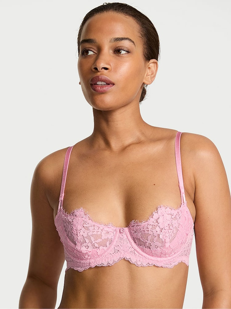 Victoria's Secret Petal Pink Unlined Balcony Lace Bra - Image 1 of 2