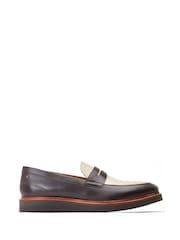 Base London Brown/Beige Sid Slip On Loafers - Image 1 of 5