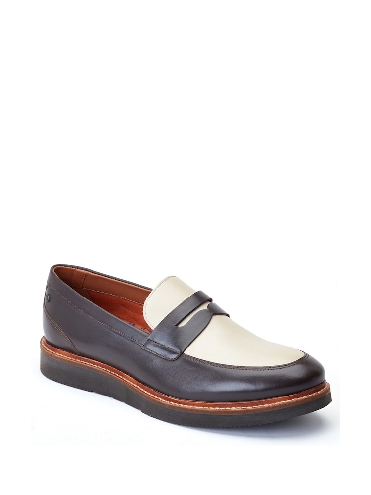 Base London Brown/Beige Sid Slip On Loafers - Image 2 of 5 Base London Brown/Beige Sid Slip On Loafers - Image 2 of 5