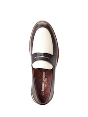 Base London Brown/Beige Sid Slip On Loafers - Image 4 of 5