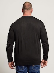 BadRhino Big & Tall Black Talk Turkey To Me Knitted Crew Neck Jumper - Image 3 of 6
