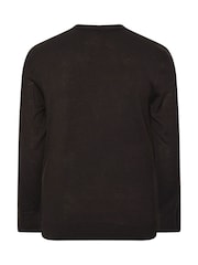 BadRhino Big & Tall Black Talk Turkey To Me Knitted Crew Neck Jumper - Image 5 of 6