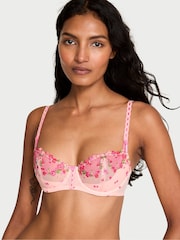 Victoria's Secret Hearts and Roses Pink Unlined Balcony Embroidered Bra - Image 1 of 4