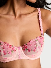 Victoria's Secret Hearts and Roses Pink Unlined Balcony Embroidered Bra - Image 3 of 4
