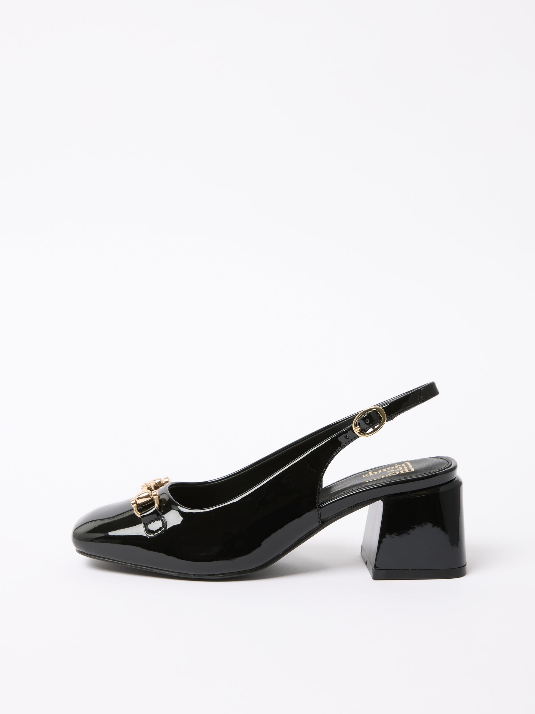 Buy Friends Like These Black Patent Snaffle Detail Slingback Low