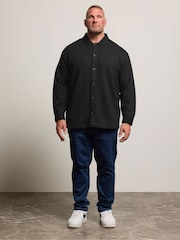 BadRhino Big & Tall Black Jersey Textured Overshirt - Image 3 of 6