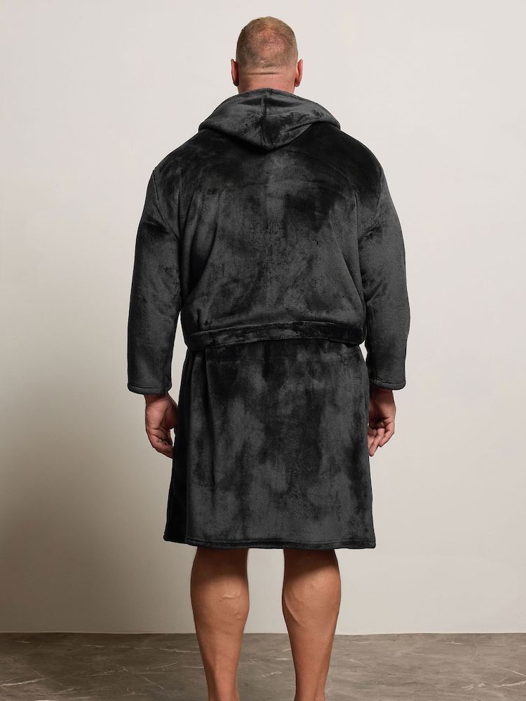 BadRhino Big & Tall Black Plush Dressing Gown - Image 2 of 5