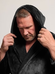 BadRhino Big & Tall Black Plush Dressing Gown - Image 3 of 5
