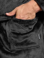 BadRhino Big & Tall Black Plush Dressing Gown - Image 4 of 5
