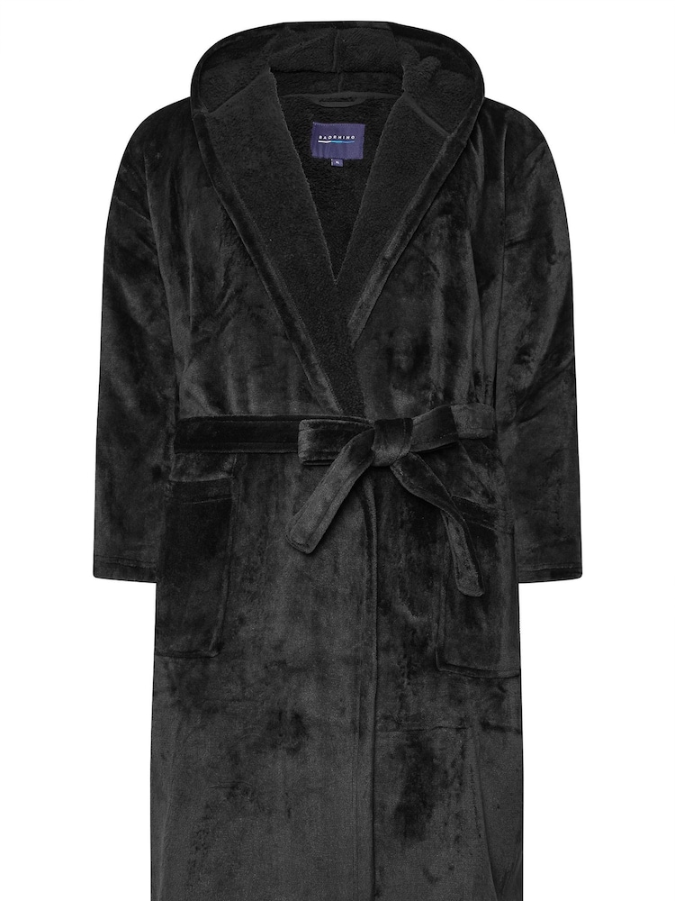 BadRhino Big & Tall Black Plush Dressing Gown - Image 5 of 5