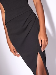Lipsy Black Mesh Mix Sleeveless Bodycon Midi Dress - Image 3 of 4