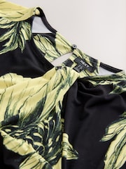 Black Floral Print Twist Neck Long Sleeve Blouse - Image 8 of 8