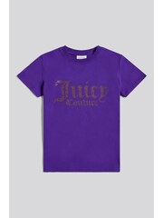 Juicy Couture Purple Diamante Fitted T-Shirt - Image 2 of 6