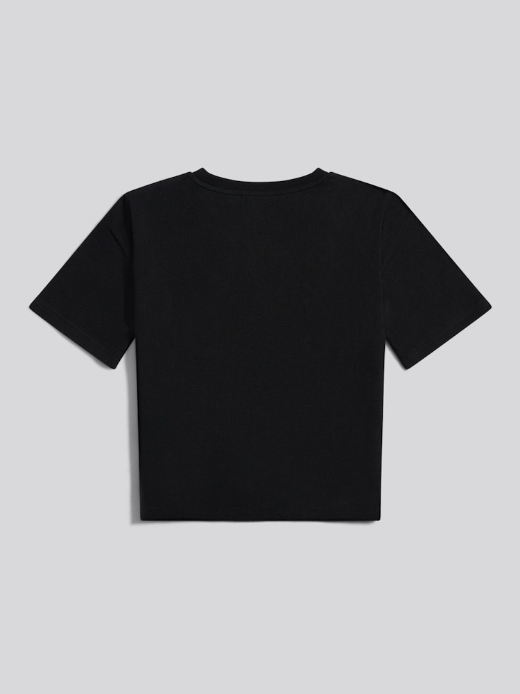 Juicy Couture Black Diamante Trim Neck Boxy T-Shirt - Image 2 of 3 Juicy Couture Black Diamante Trim Neck Boxy T-Shirt - Image 2 of 3