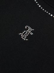 Juicy Couture Black Diamante Trim Neck Boxy T-Shirt - Image 3 of 3