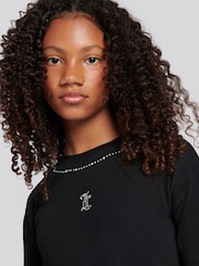 Juicy Couture Black Diamante Trim Neck Boxy T-Shirt - Image 4 of 7