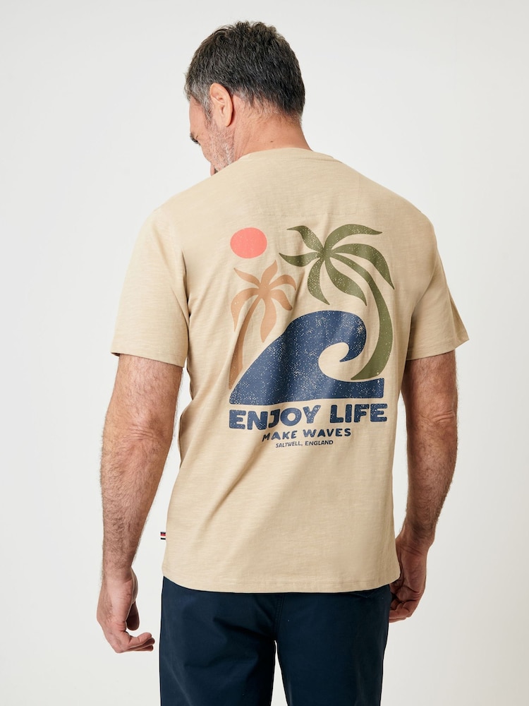 Saltwell Cream Surf Graphic Print Crew Neck T-Shirt - Image 1 of 5 Saltwell Cream Surf Graphic Print Crew Neck T-Shirt - Image 1 of 5