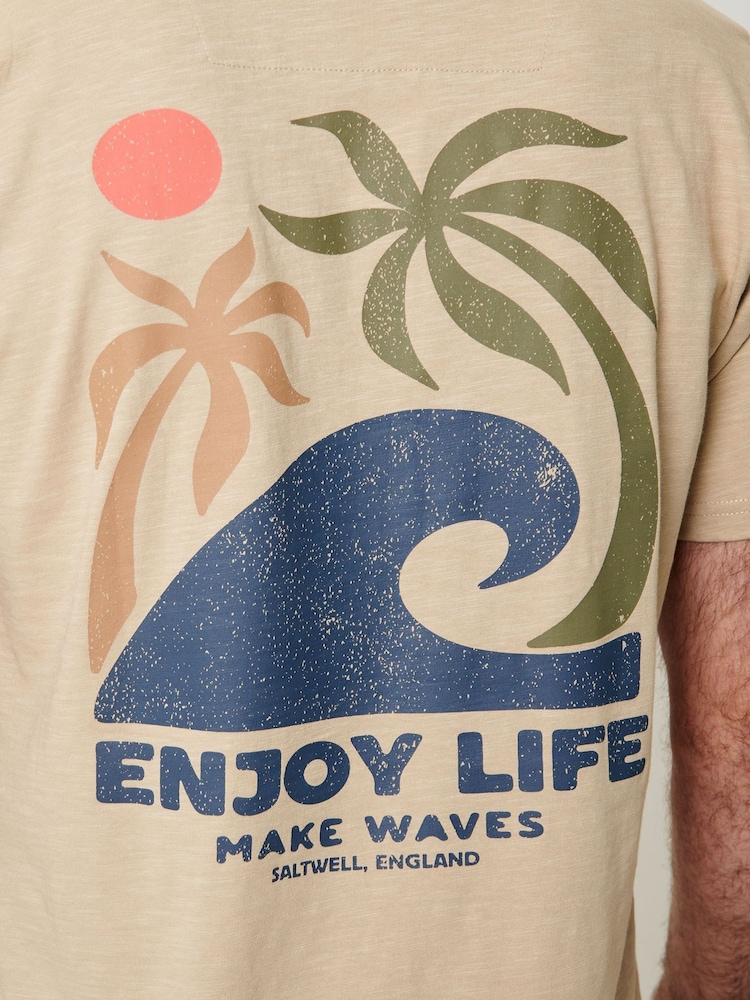 Saltwell Cream Surf Graphic Print Crew Neck T-Shirt - Image 5 of 5 Saltwell Cream Surf Graphic Print Crew Neck T-Shirt - Image 5 of 5