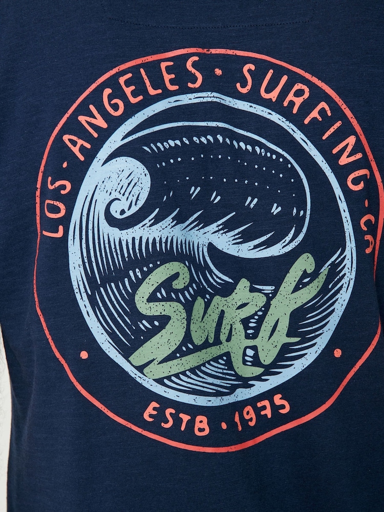Saltwell Blue Surf Graphic Print Crew Neck T-Shirt - Image 5 of 5