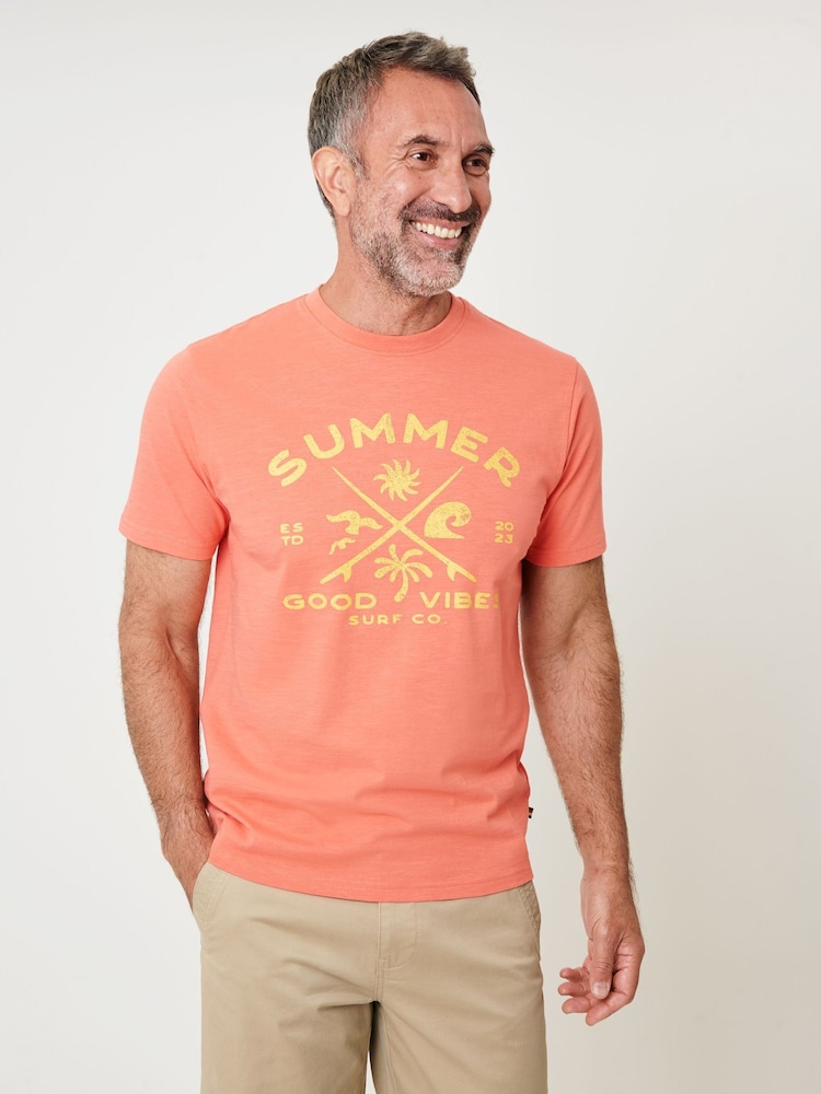 Saltwell Pink Summer Graphic Print Crew Neck T-Shirt - Image 1 of 4 Saltwell Pink Summer Graphic Print Crew Neck T-Shirt - Image 1 of 4