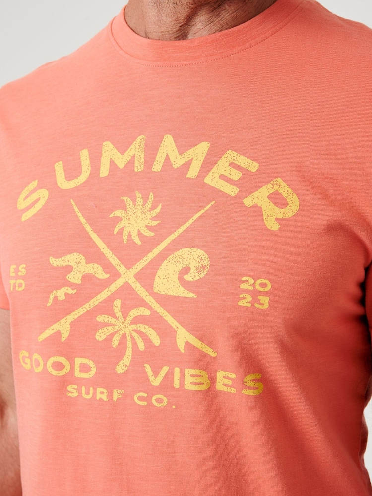 Saltwell Pink Summer Graphic Print Crew Neck T-Shirt - Image 4 of 4 Saltwell Pink Summer Graphic Print Crew Neck T-Shirt - Image 4 of 4