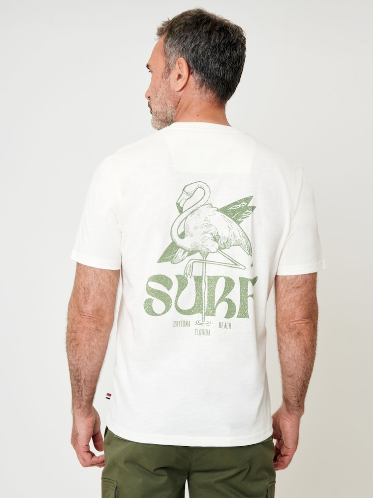 Saltwell Cream Surf Graphic Print Crew Neck T-Shirt - Image 1 of 5 Saltwell Cream Surf Graphic Print Crew Neck T-Shirt - Image 1 of 5
