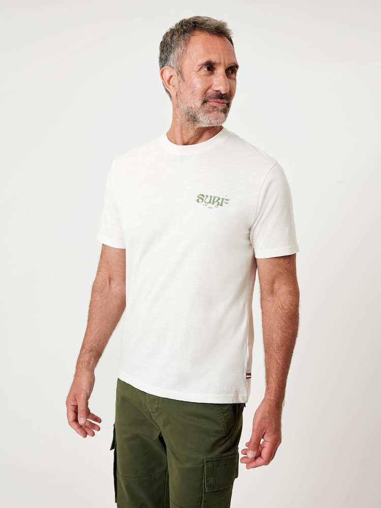 Saltwell Cream Surf Graphic Print Crew Neck T-Shirt - Image 2 of 5 Saltwell Cream Surf Graphic Print Crew Neck T-Shirt - Image 2 of 5
