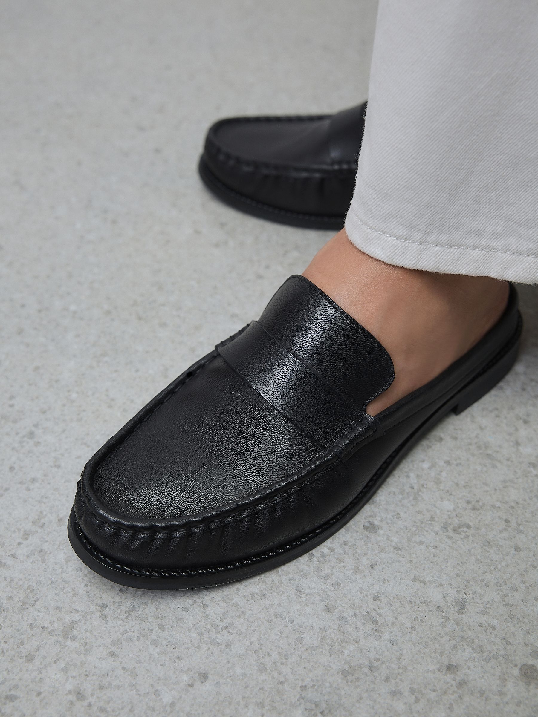 Buy Black Forever Comfort® Leather Ruched Mules from the Next UK