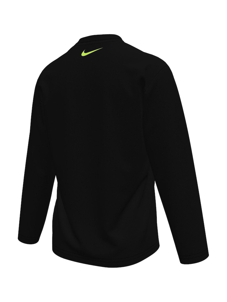 Nike Black Sun Safe Logo Graphic Long Sleeve Rash Vest - Image 2 of 3