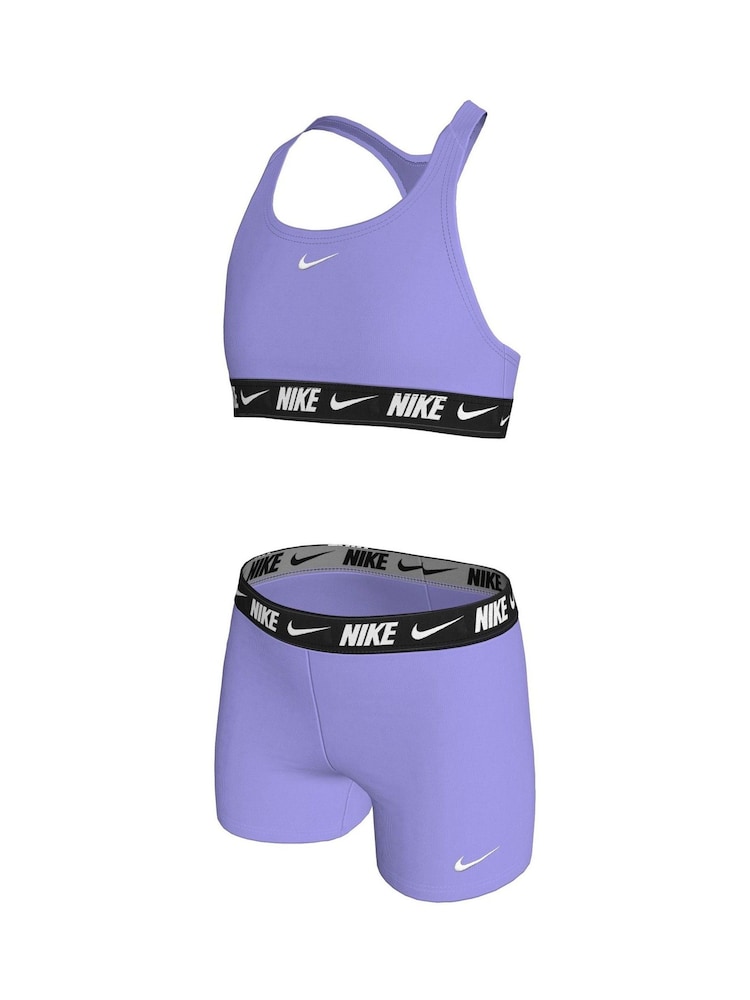 Nike Purple Logo Tape Racerback Bikini Shorts Set - Image 3 of 3