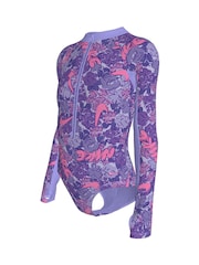 Nike Purple Doodle Floral Long Sleeve One Piece Swimsuit - Image 3 of 3