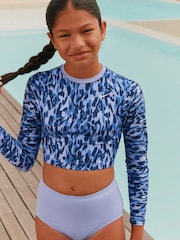 Nike Purple Animal Print Long Sleeve Bikini Set - Image 1 of 8