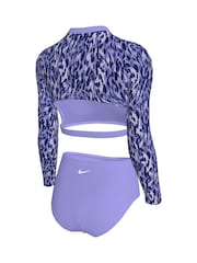 Nike Purple Animal Print Long Sleeve Bikini Set - Image 7 of 8