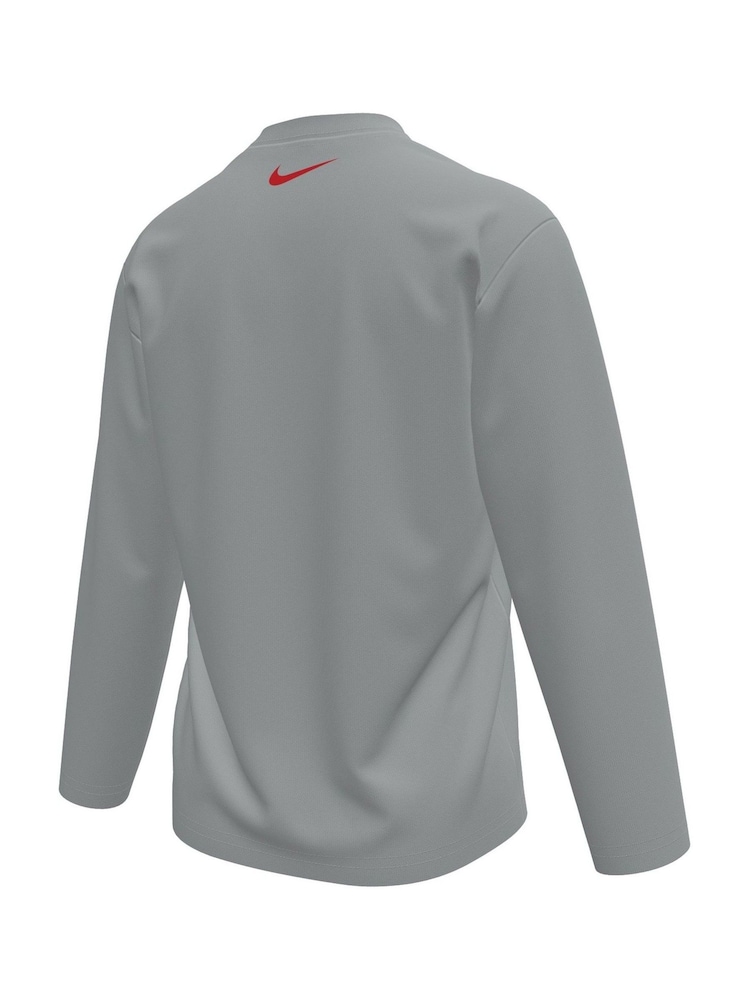 Nike Grey Sun Safe Logo Graphic Long Sleeve Rash Vest - Image 3 of 3