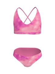 Nike Pink Tie Dye Lace Up Bikini Set - Image 1 of 3