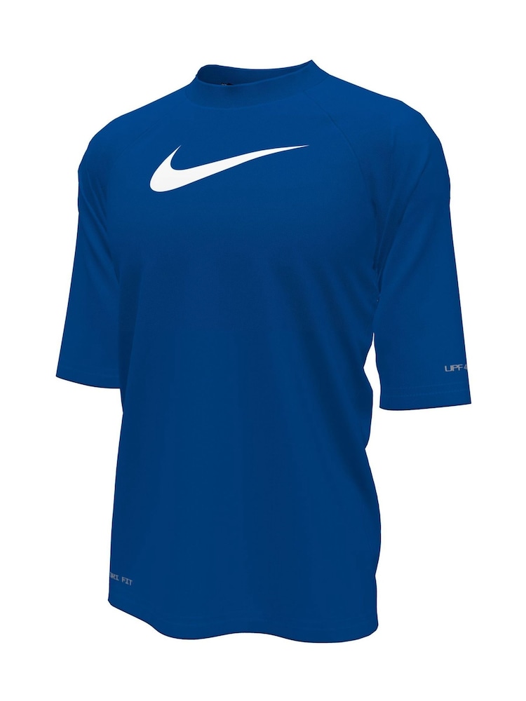 Nike Blue Sun Safe Solid Essentials Short Sleeve Rash Vest - Image 1 of 3